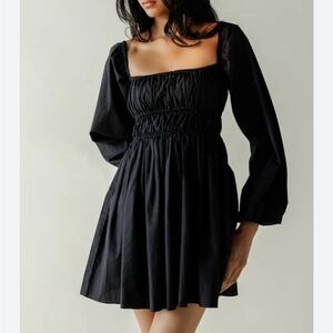 J Crew cotton black dress with pirate sleeves and square neckline, would be